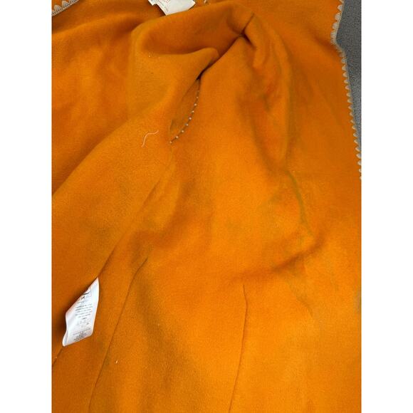 Doggy Qin Women's Small Orange Textured Edge Hooded Pocket Jacket - Picture 11 of 12